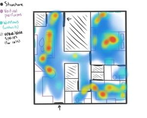 heatmap of cat location hypothesis (with humans)