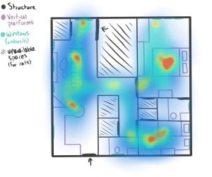 heatmap of cat location hypothesis (without humans) 